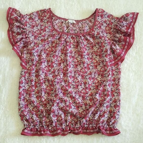 Max Studio Tops - Max Studio Flutter🦋 Sleeve Peasant Blouse - NWT